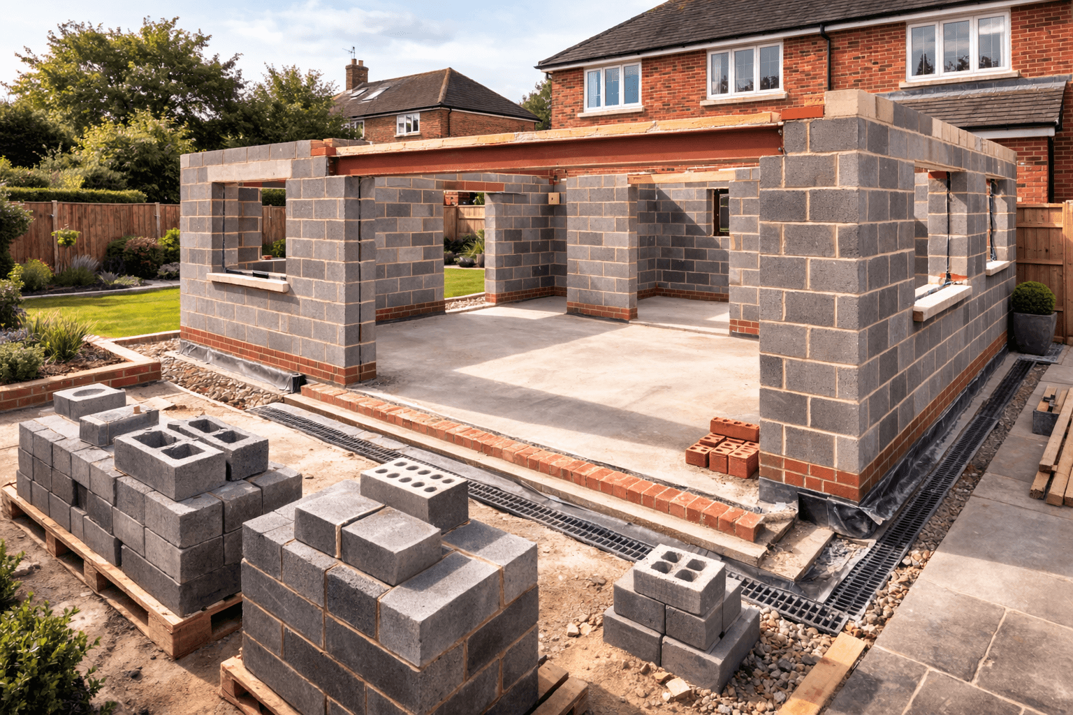 Block structural walls by KOG Building Projects Ltd Grantham Lincolnshire Nottinghamshire