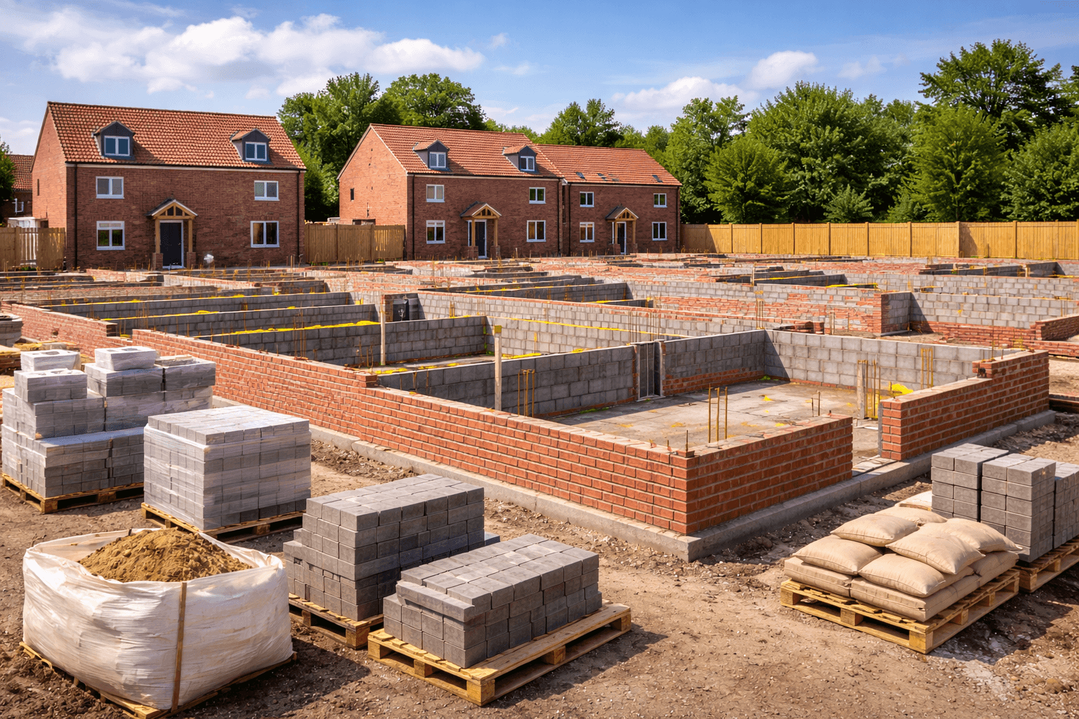 Brick & blockwork for new build plots in Grantham by KOG Building Projects Ltd contractor