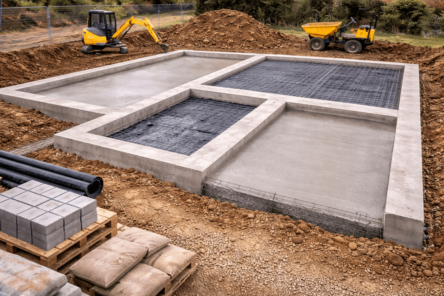 Concrete foundations & oversite slab in Grantham by KOG Building Projects Ltd building contractor