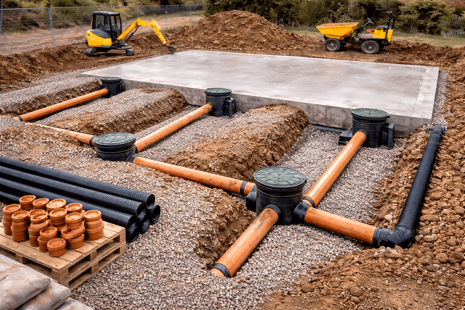 Drainage installation & ground drainage in Grantham by KOG Building Projects Ltd building contractor