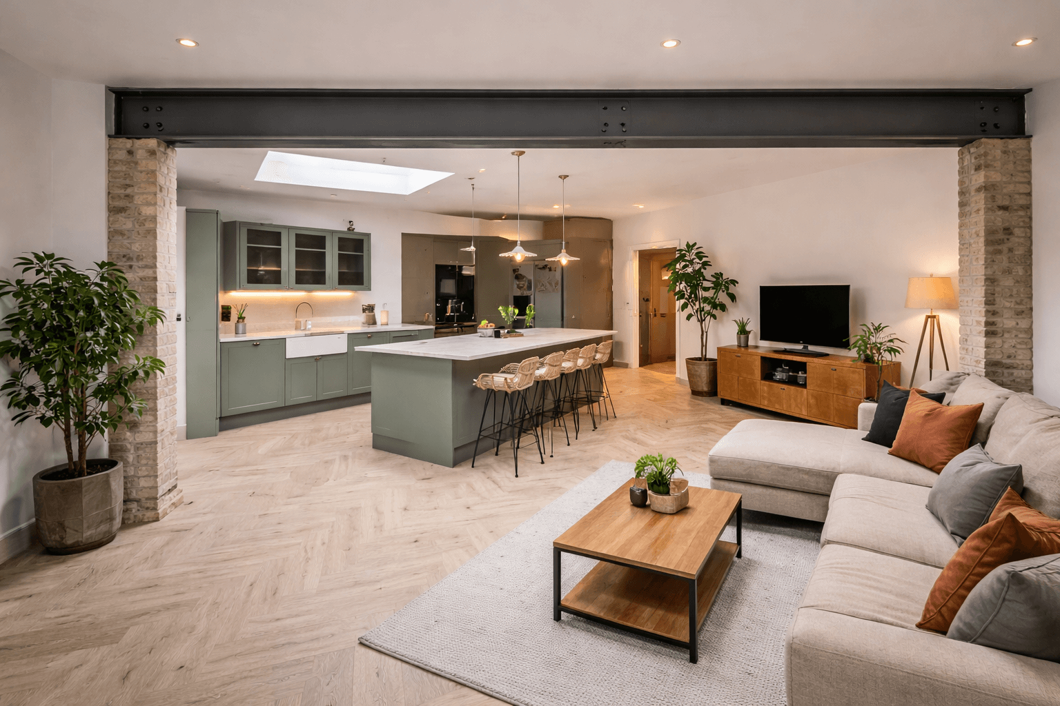 Knock-through opening with steel beam by KOG Building Projects Ltd building contractor