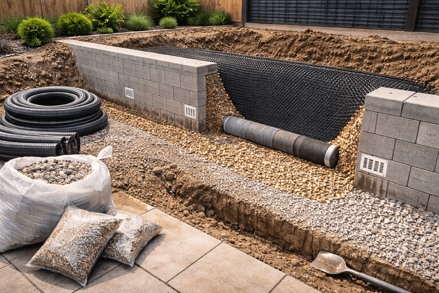 Retaining wall drainage & weep vents by KOG Building Projects Ltd Grantham Lincolnshire Nottinghamshire