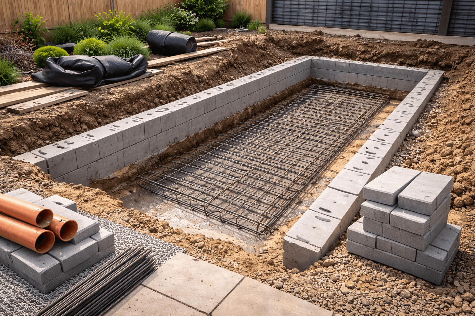 Retaining wall footings & foundations by KOG Building Projects Ltd Grantham Lincolnshire Nottinghamshire