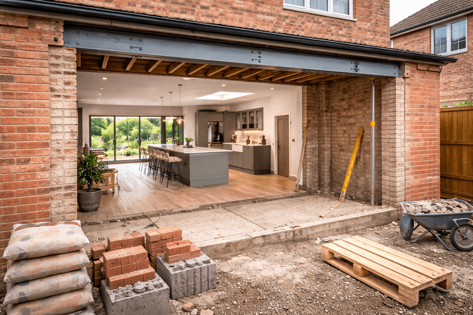 KOG Building Projects Ltd structural alterations for home extension with steel beam installation