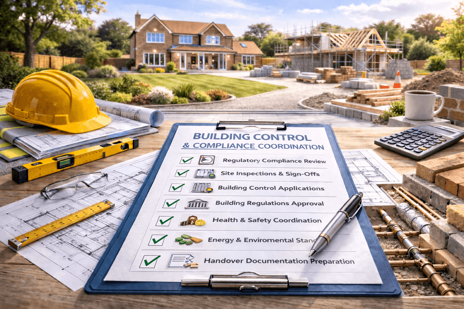 Building Control and Compliance Coordination checklist for self build project management in Grantham Lincolnshire by KOG Building Projects Ltd