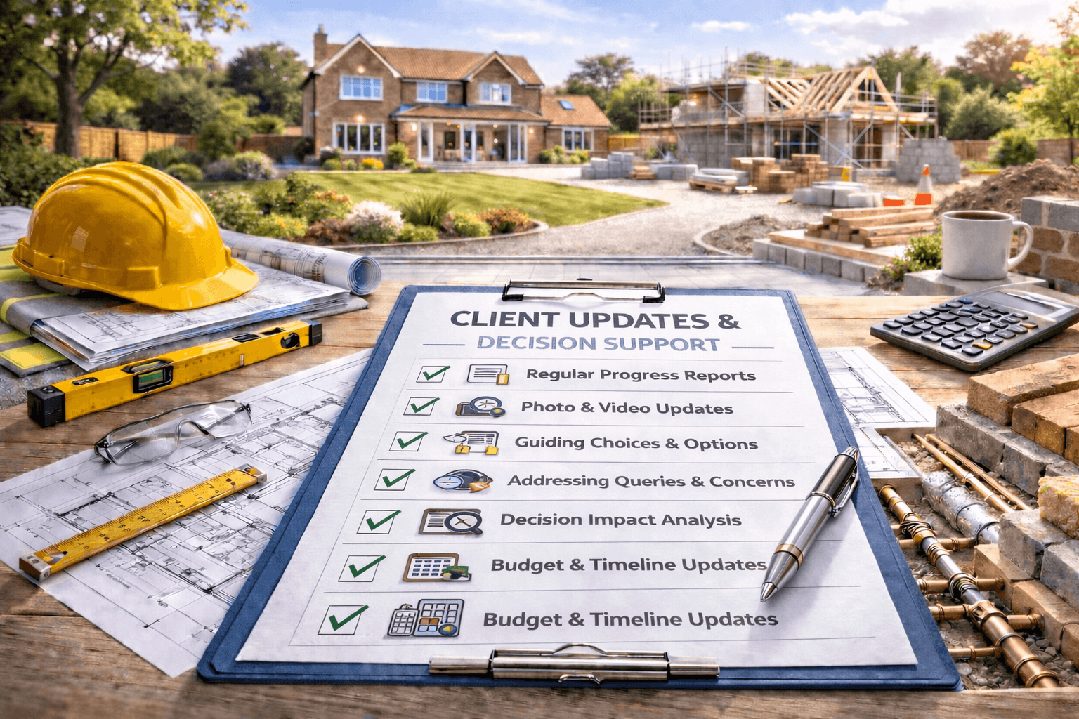 Client updates and decision support checklist for self build project management in Grantham Lincolnshire by KOG Building Projects Ltd