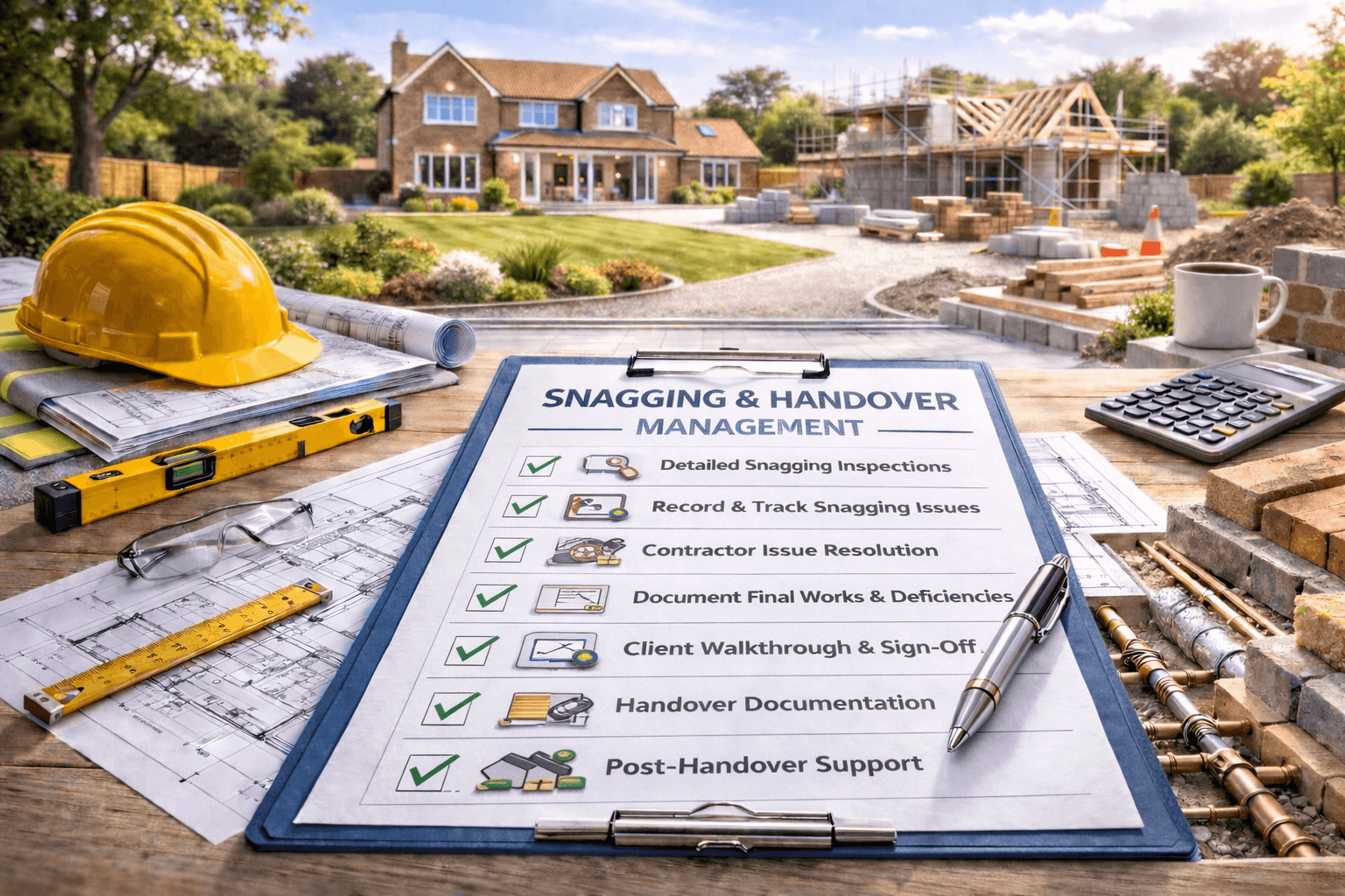 Snagging and handover management checklist for self build project management in Grantham Lincolnshire by KOG Building Projects Ltd